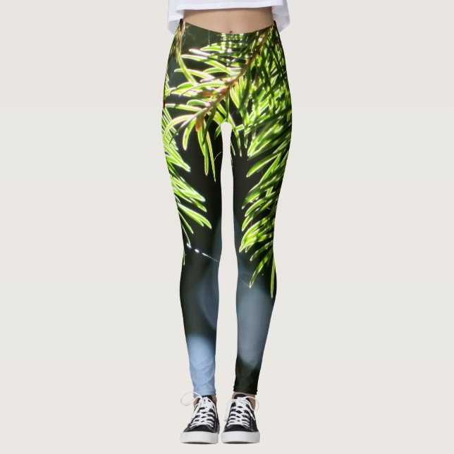 Fir pine needles with bokeh leggings (Front)