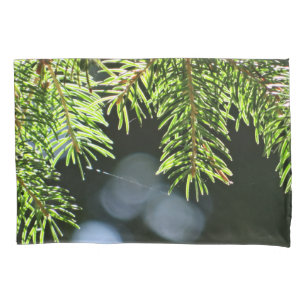Fir pine needles with bokeh pillowcase