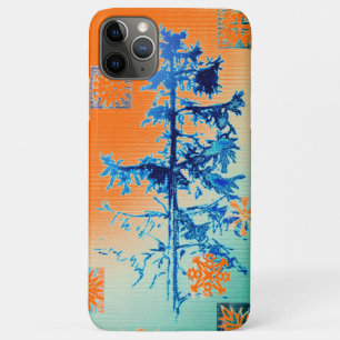 Fir Tree and Snowflakes in Orange: Hot Christmas iPhone 11 Pro Max Case