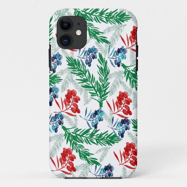 Fir Tree Branches with Berries Case-Mate iPhone Case (Back)