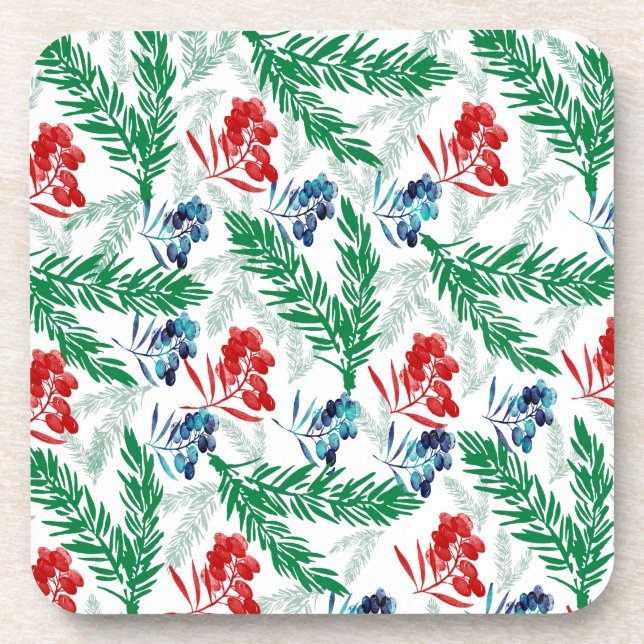 Fir Tree Branches with Berries Coaster (Front)