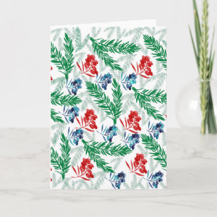 Fir Tree Branches with Berries Holiday Card