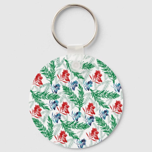 Fir Tree Branches with Berries Key Ring (Front)