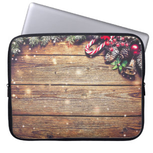 Fir Tree Christmas: Dark Wood Decoration Laptop Sleeve