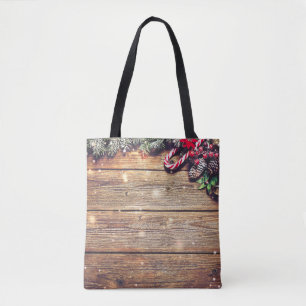 Fir Tree Christmas: Dark Wood Decoration Tote Bag