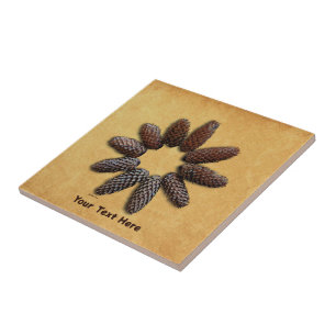 Fir Tree Cones Star Ceramic Tile