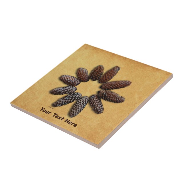 Fir Tree Cones Star Ceramic Tile (Side)