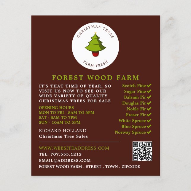 Fir Tree Design, Christmas Tree Sales Flyer (Front)