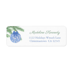Fir Tree Ginger Jar Bauble Holidays Return Address Label