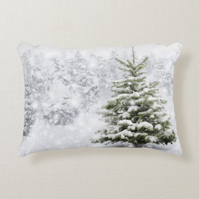 Fir Tree In Thick Snow Decorative Cushion (Front)