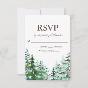 Fir Tree Rustic Wedding RSVP Card