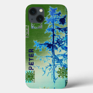 Fir Tree & Snowflakes & Your Name Case-Mate iPhone 13 Case