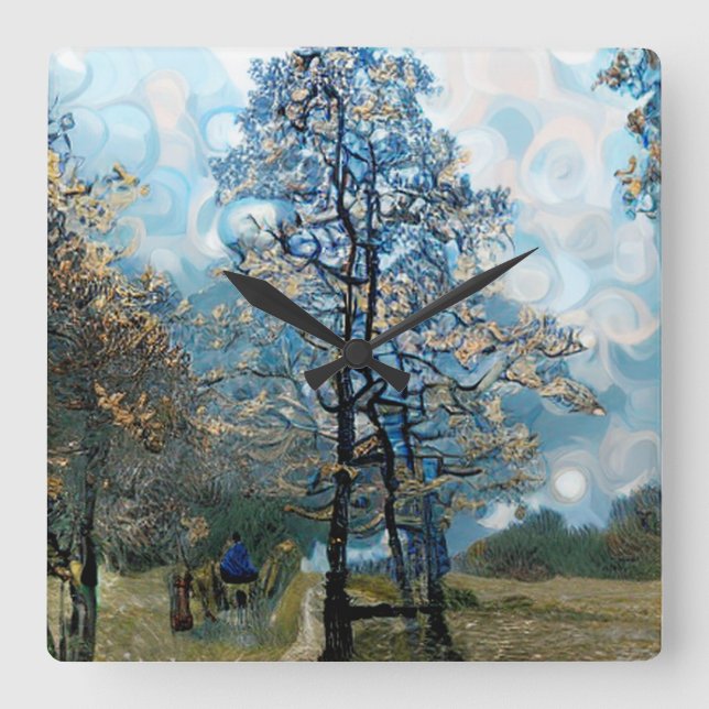 FIR TREE SQUARE WALL CLOCK (Front)