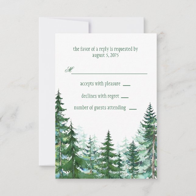 Fir Tree Wedding RSVP (Front)