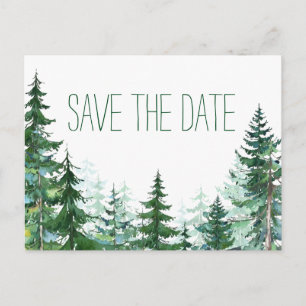 Fir Tree Wedding Save the Date Announcement Postcard