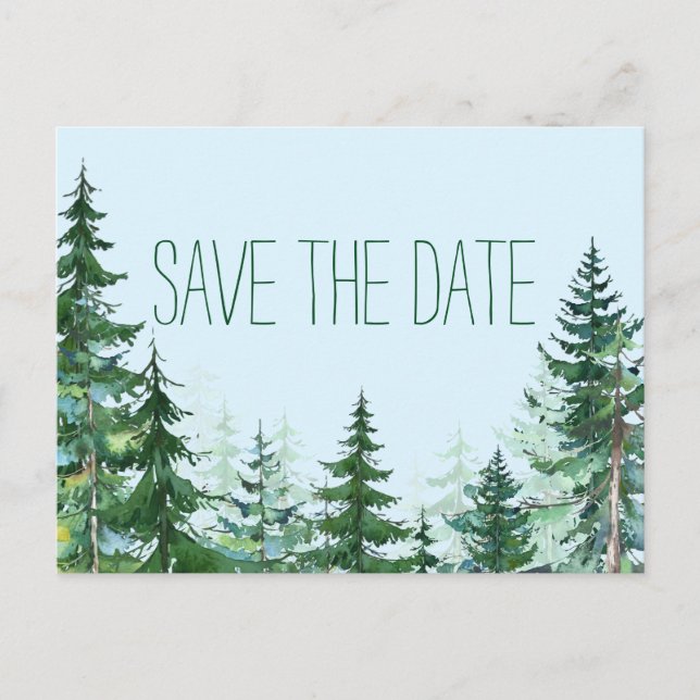 Fir Tree Wedding Save the Date Card (Front)