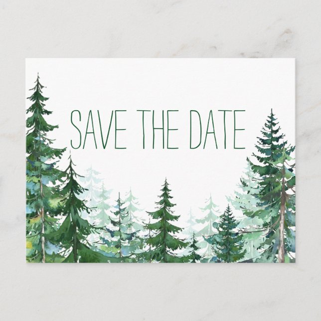 Fir Tree Wedding Save the Date Cards (Front)