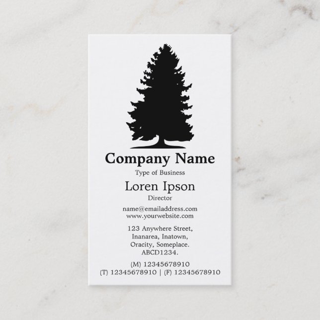 Fir Tree - White Business Card (Front)