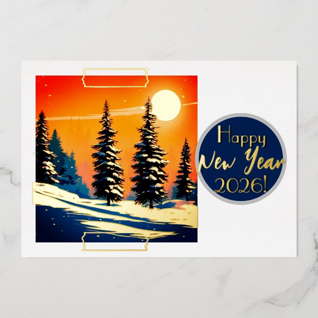 Fir trees in the snow - happy new year (Front)