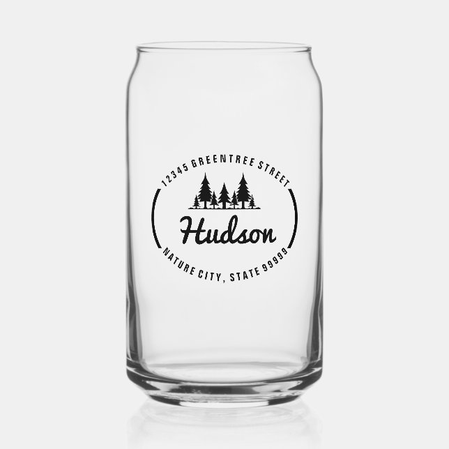 Fir Trees Oval Design ID304 Can Glass (Front)