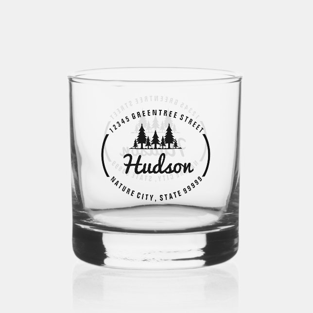 Fir Trees Oval Design ID304 Whiskey Glass (Front)