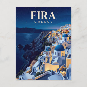 Fira at Night Greece Postcard