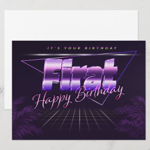 Firat Name Vorname lila retro Karte Geburtstag Card