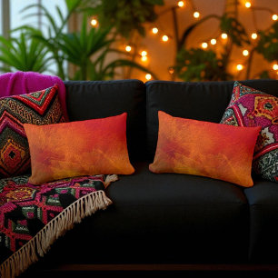 Fire - Abstract Art in Orange, Yellow, Red Lumbar Cushion
