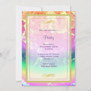 Fire Abstract with Rainbow Colours Generic Party Invitation