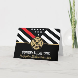 Fire Academy Red Line Flag Firefighter Graduation Card