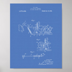 Fire Alarm Bell 1921 Patent Art - Blueprint Poster