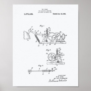 Fire Alarm Bell 1921 Patent Art - White Paper Poster