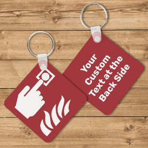 Fire Alarm Button Safety Sign Key Ring