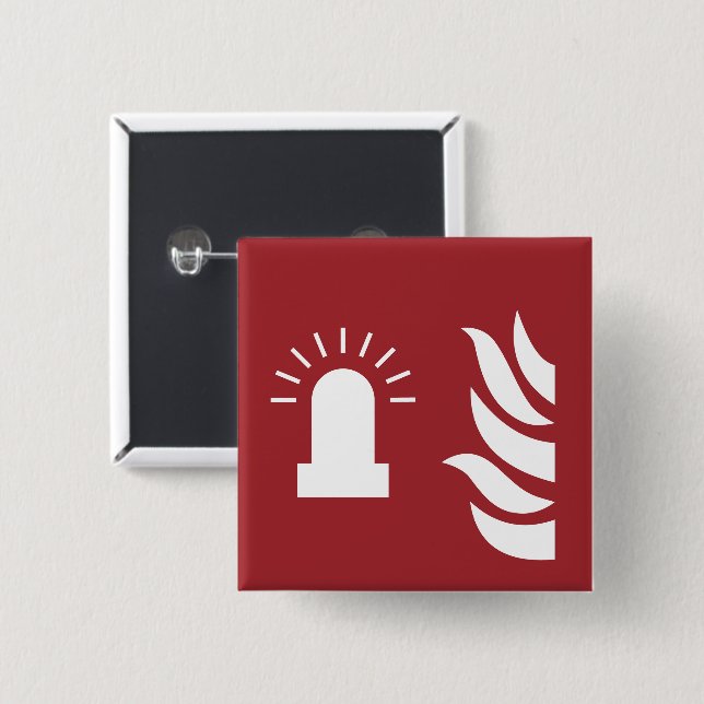 Fire Alarm Flashing Light Safety Sign 15 Cm Square Badge (Front & Back)