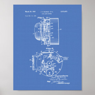 Fire Alarm System 1954 Patent Art - Blueprint Poster