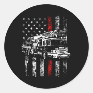 Fire American Flag Thin Red Line Firefighter Classic Round Sticker