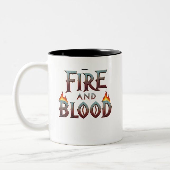 "Fire and Blood"cup design Two-Tone Coffee Mug (Left)