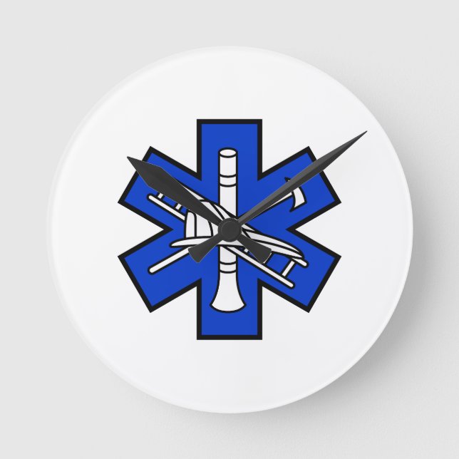 Fire and EMS Logo Round Clock (Front)