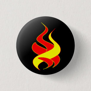 fire and flame 3 cm round badge