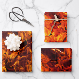 Fire and Flame Pattern Wrapping Paper Sheet