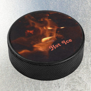 Fire and Flames Burning Devil Customisable  Hockey Puck