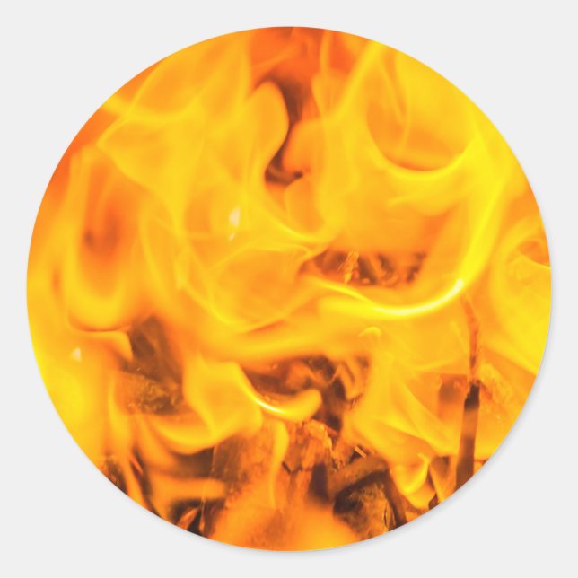 Fire and flames classic round sticker (Front)