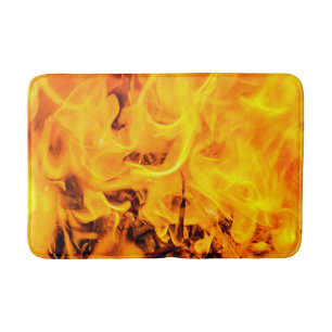 Fire And Flames Pattern Bath Mat