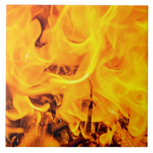 Fire And Flames Pattern Ceramic Tile