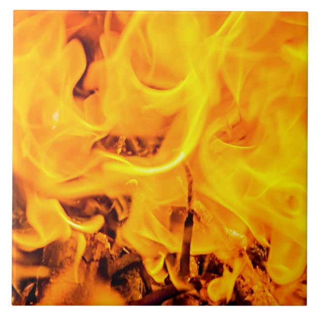 Fire And Flames Pattern Ceramic Tile (Front)