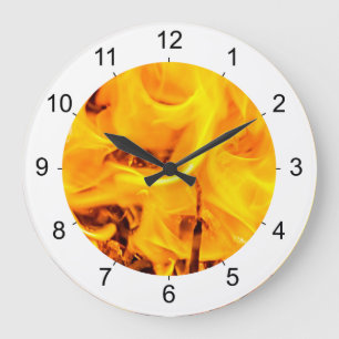Fire And Flames Pattern Large Clock