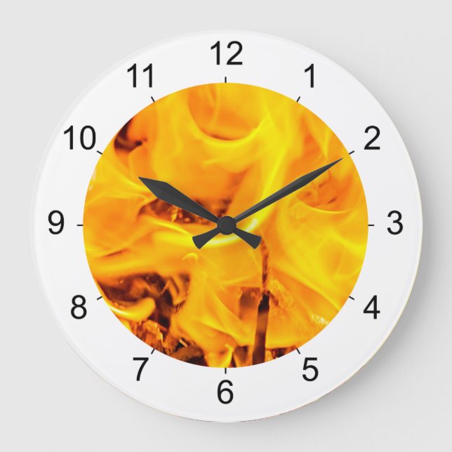 Fire And Flames Pattern Large Clock (Front)