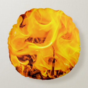Fire And Flames Pattern Round Cushion