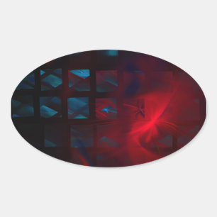 Fire and Ice Abstract Digital Artwork Oval Sticker