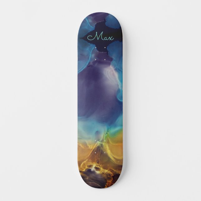 Fire and Ice abstract Nebula  Skateboard (Front)